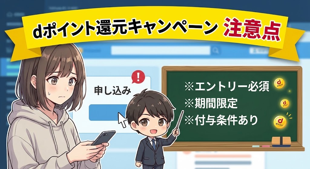 申し込み時のdポイント還元キャンペーン注意点